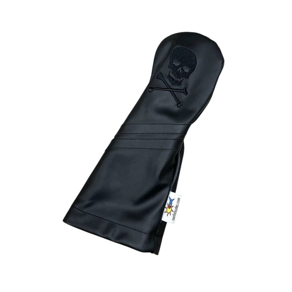 Skull Crossbones Sunfish Leather Fairway Golf Headcover Black Murdered Out!